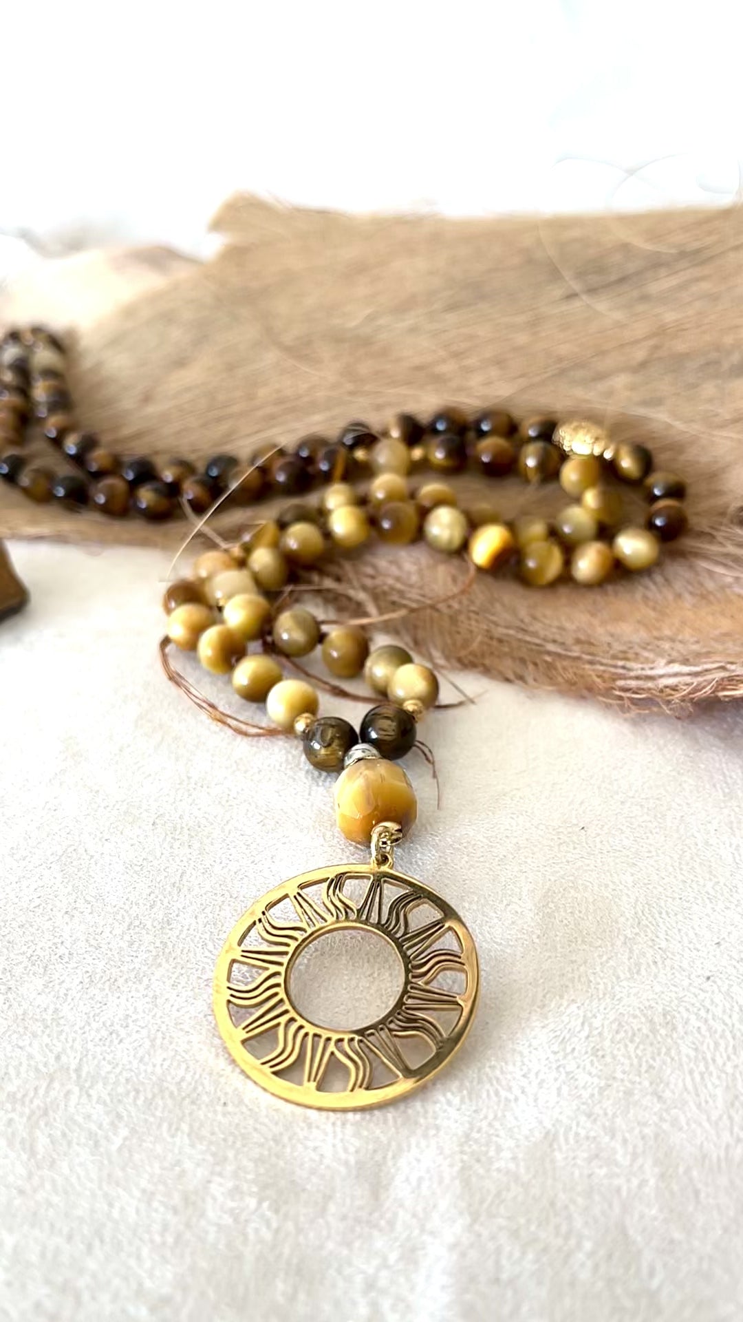 Zodiac mala necklace for Leo with radiant crystals for clarity and power