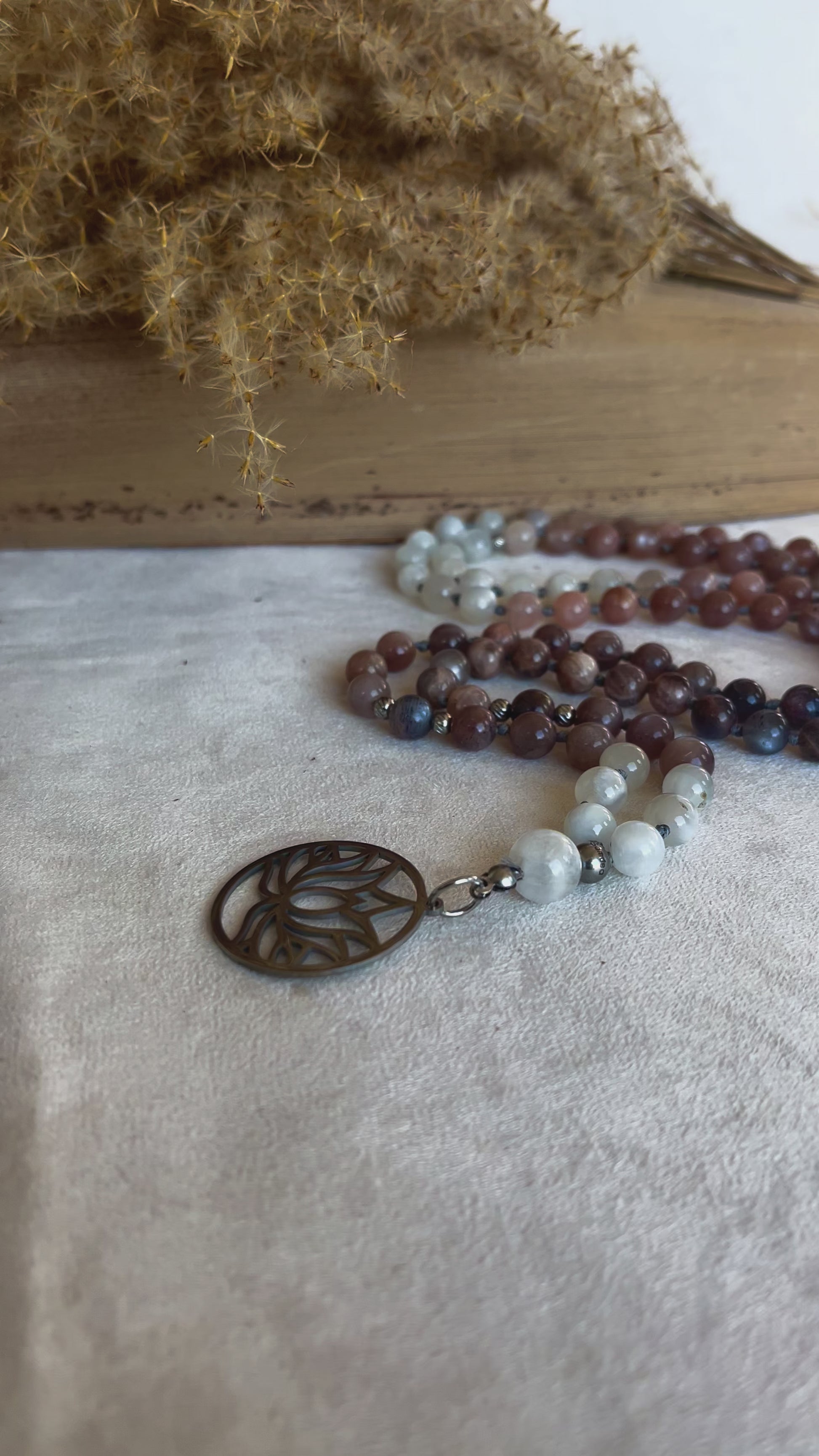 Custom zodiac mala for Cancer with natural stones linked to the moon and inner peace