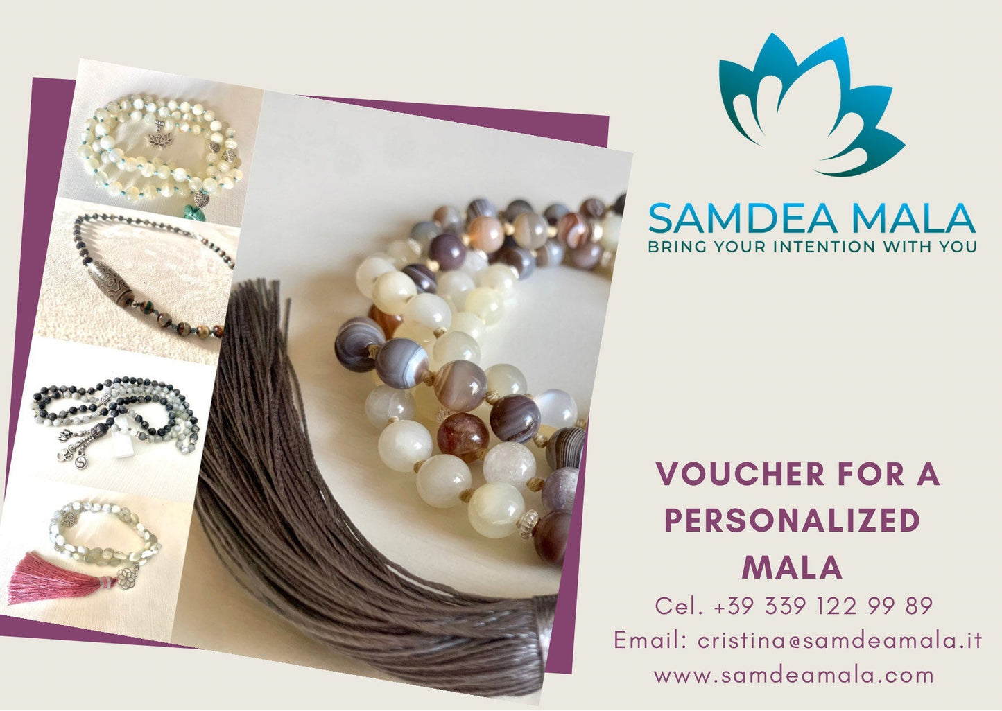 Custom Mala With Personalized Selection of Gemstones - meditation bracelet, intention bracelets, custom mala, tibetan wrist mala, energy crystals bracelets, spiritual mala, bracelets with crystals, custom mala bracelet, natural gemstones bracelets - Samdea Mala