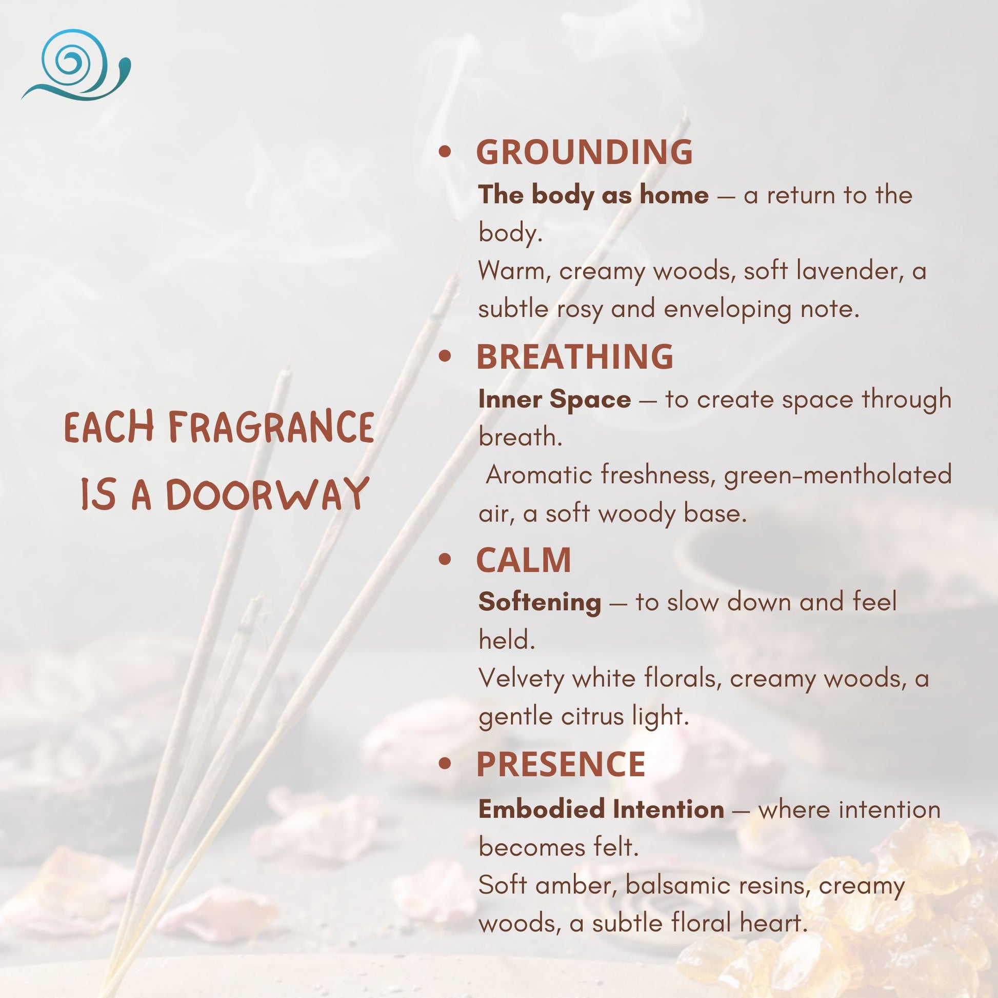 fragrances for vegan body butter Samdea, organic, ethically source ingredients, natural fragrances, natural essential oil on wood with gemstones. Jasmine flowers, lavender and sandalwood.