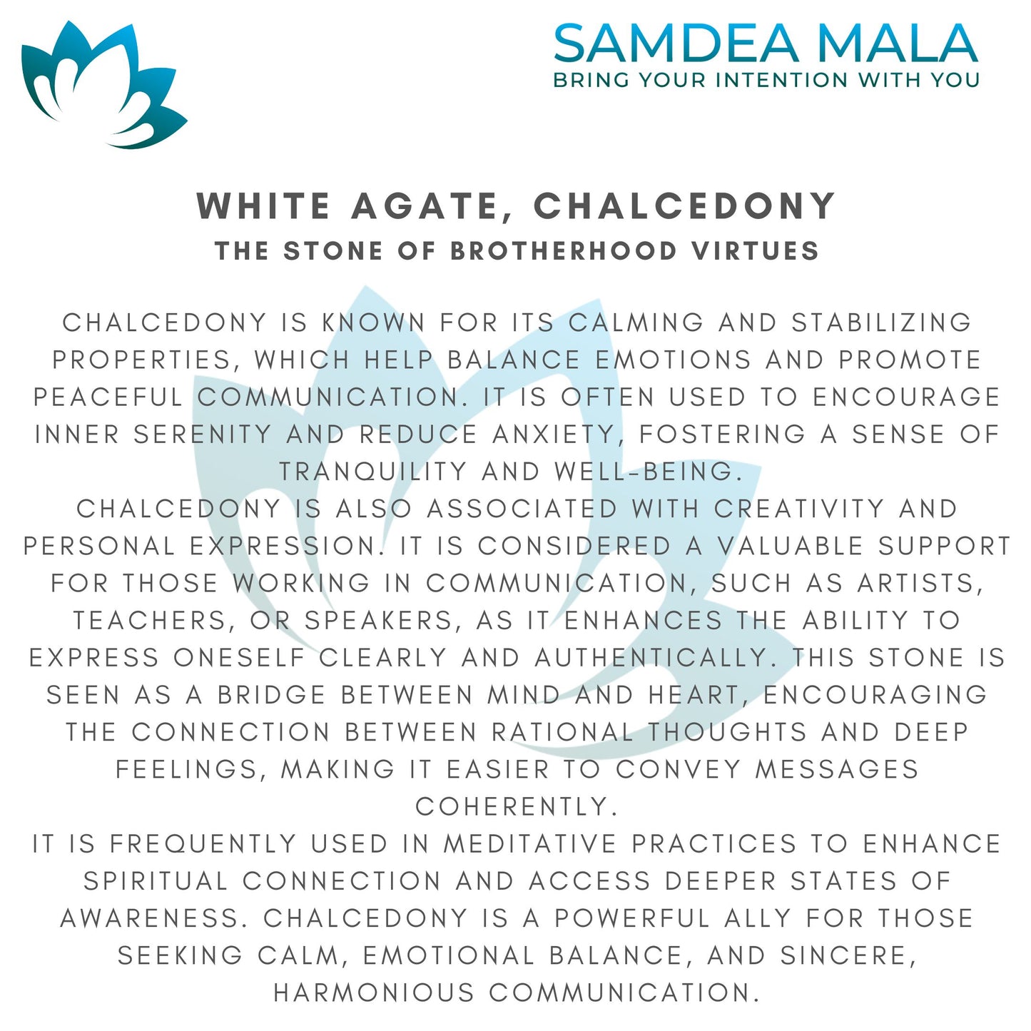 White Chalcedony - custom mala, spiritual mala - Samdea Mala