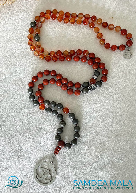 Mala for Aries - aries zodiac mala beads, spiritual mala, gemstone necklace, gemstone for zodiac sign, zodiac crystal, zodiac gemstones, Aries gemstone, Aries crystals - Samdea Mala