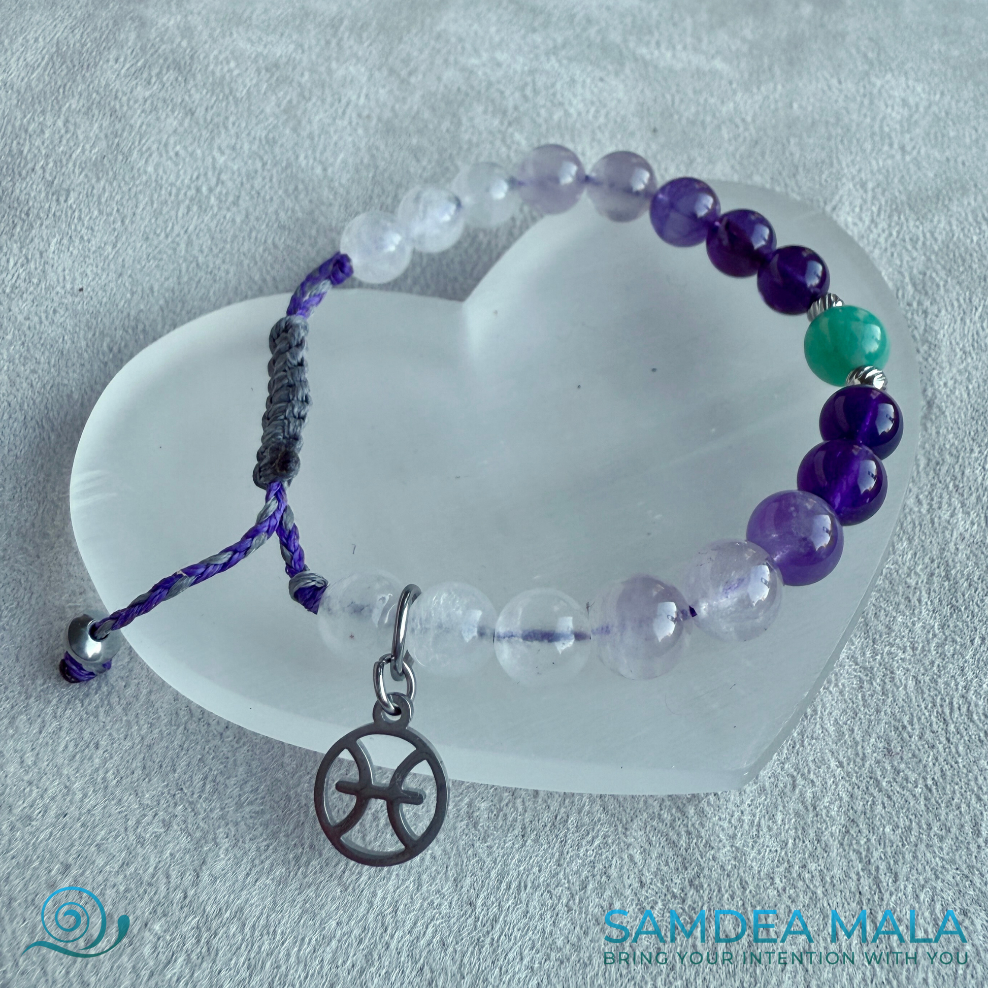 Bracelet for Pisces zodiac bracelet, birthstone for Pisces, small pisces pendant