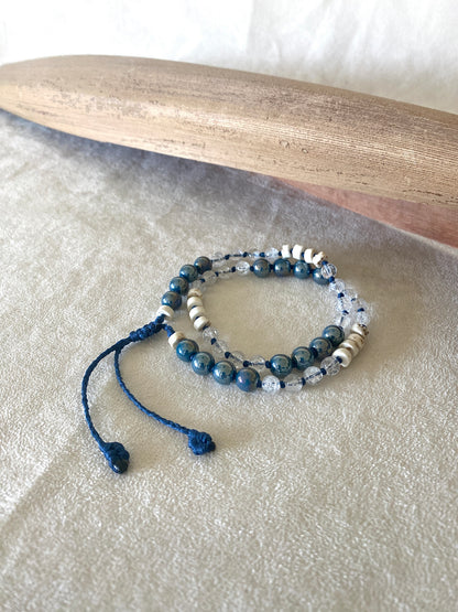 Aqua aura natural gemstone box breathing mala  bracelet for beathwork.