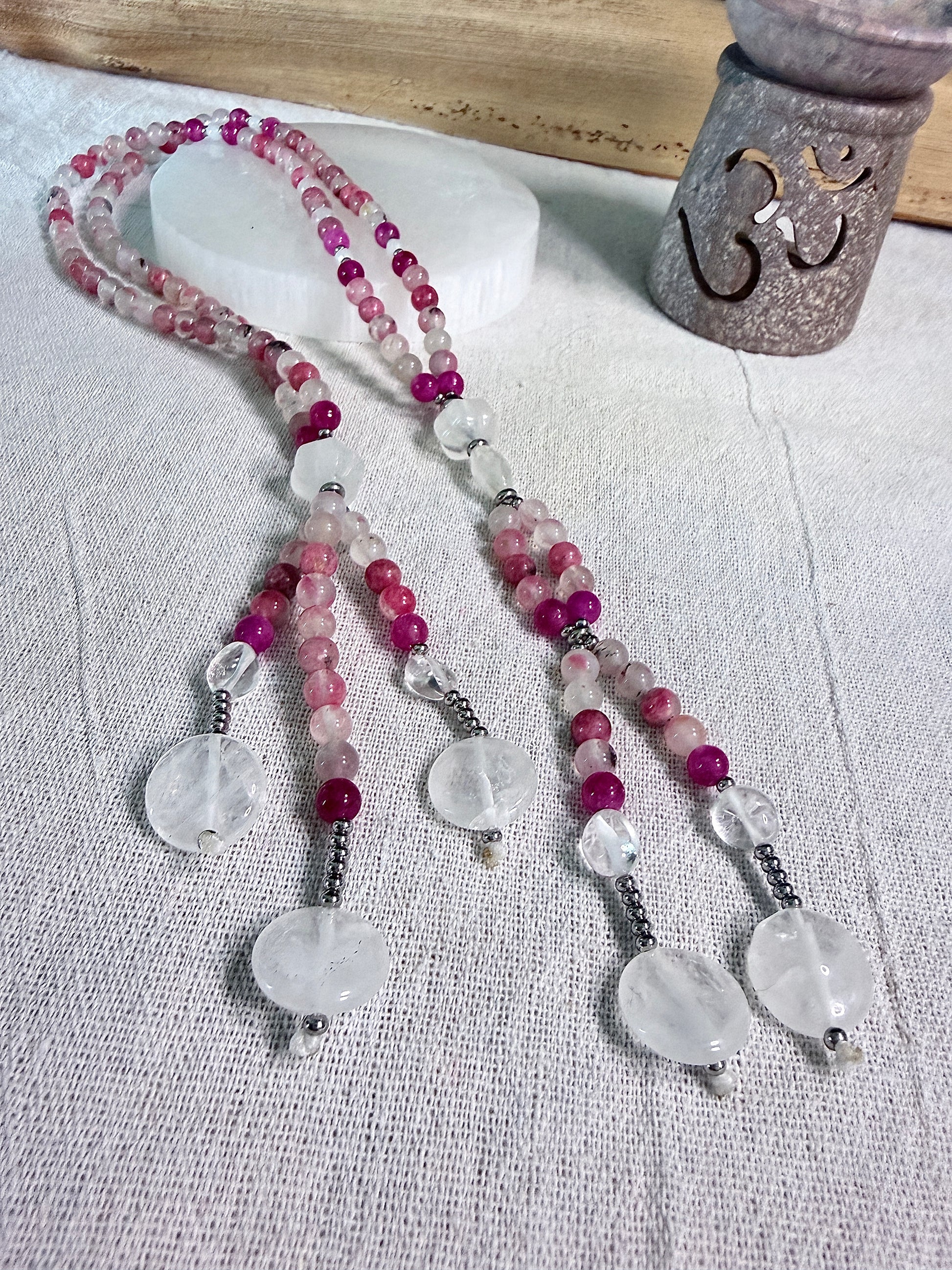 Rose juzu - Cherry Blossom Agate Soka Gakkai Japanese Buddhist juzu, handmade prayer beads for Daimoku chanting and meditation. Nam Myoho Renge Kyo  . Samdea Mala