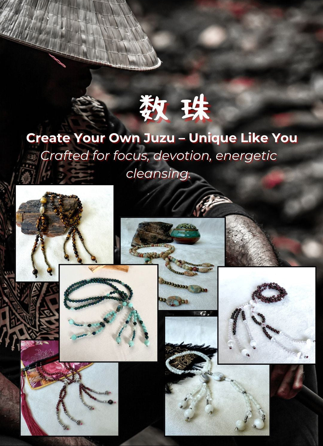 Custom Nichiren Juzu – Japanese Buddhist Prayer Beads with Semi-Precious Stones for Chanting Nam Myoho Renge Kyo, crafted for focus and devotion.