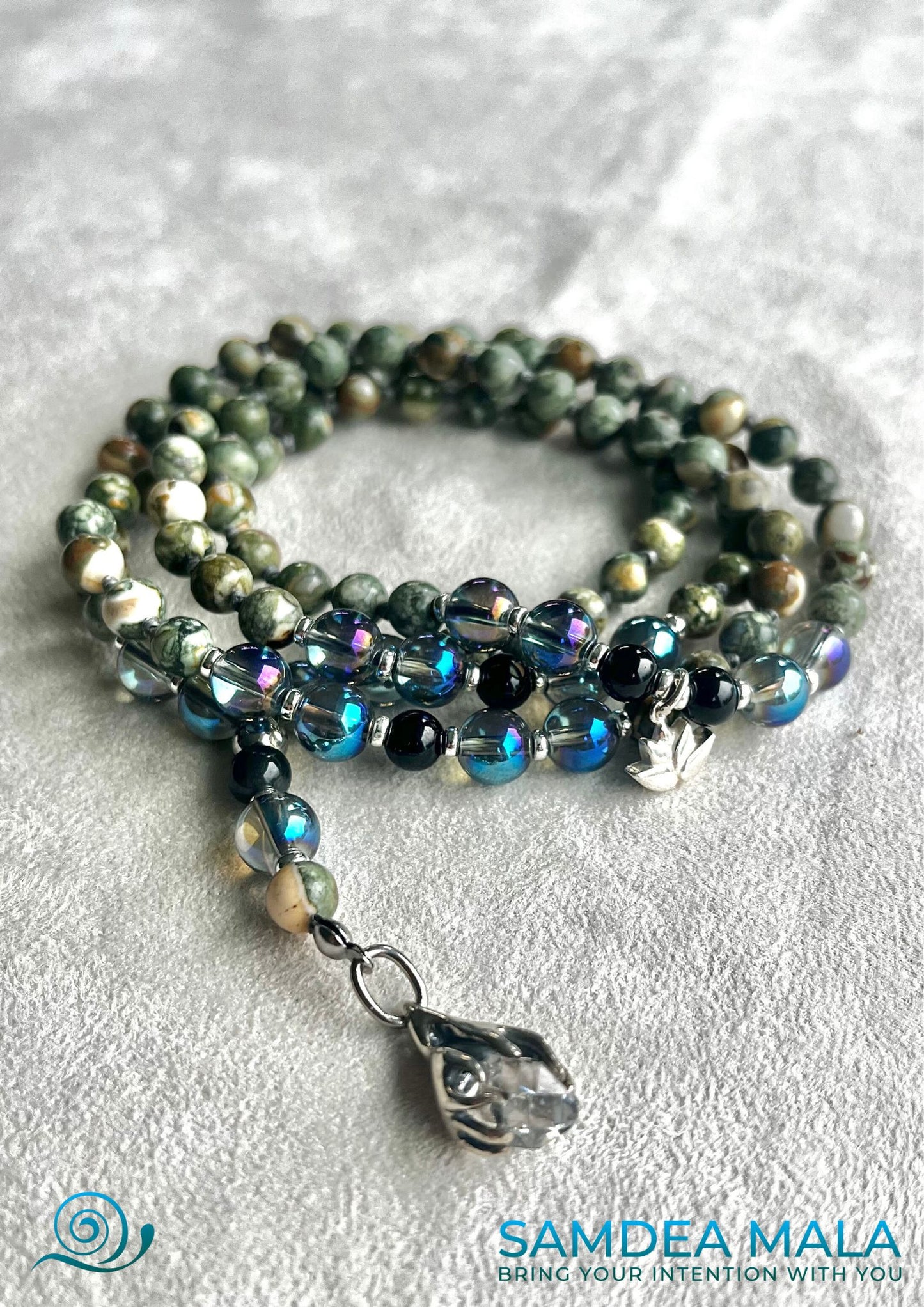 Custom Mala With Personalized Selection of Gemstones, custom mala beads, find your gemstone, spiritual mala, chose gemstone, beades necklace, spiritual necklace - Samdea Mala