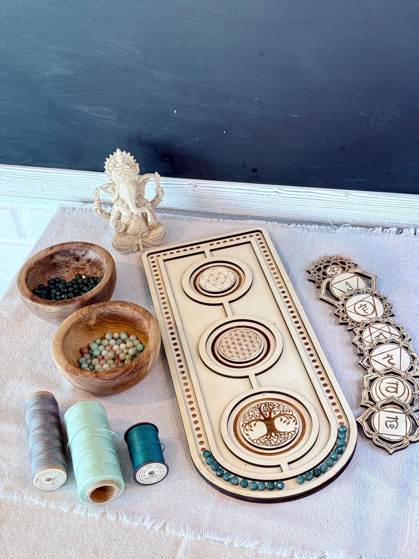 DIY mala kit with mala board, Handmade Mala Bead Necklace DIY Kit: natural Gemstones, Pendant or tassel, Mala Board