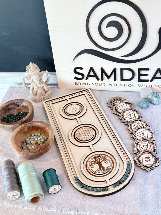 DIY mala kit with mala board, Handmade Mala Bead Necklace DIY Kit: natural Gemstones, Pendant or tassel, Mala Board