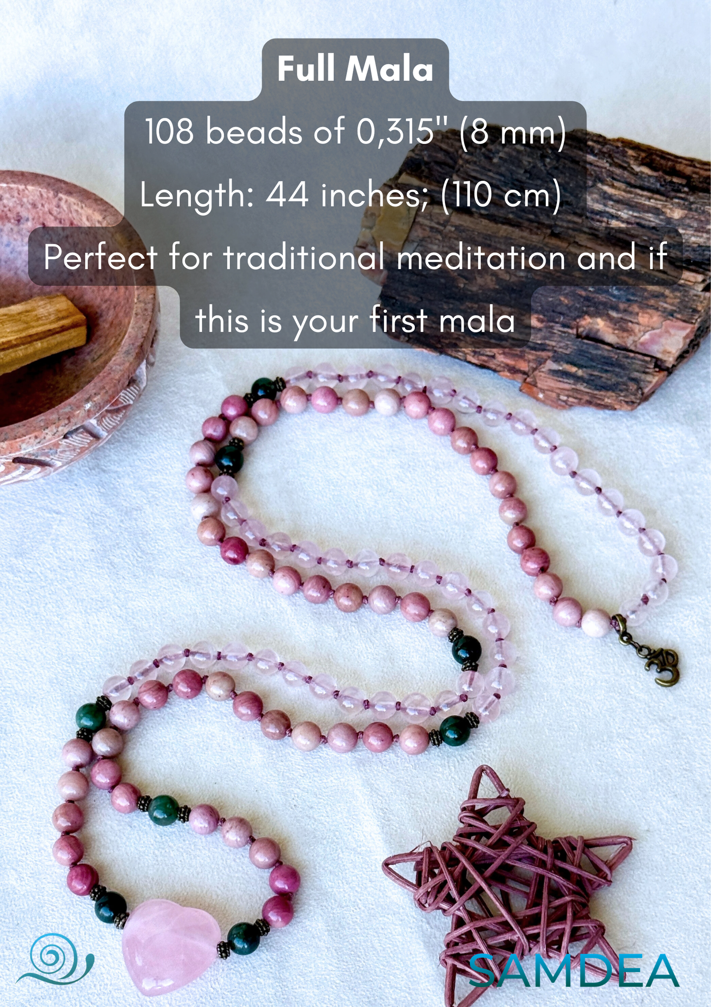 Full mala Hoponopono 108 beads mala neckace