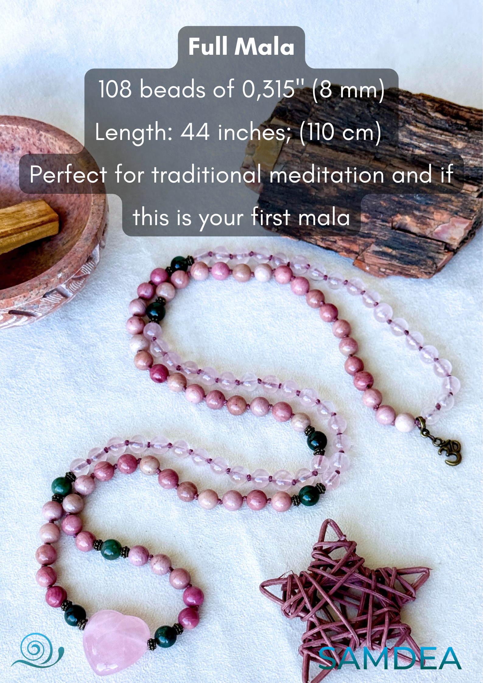 Full mala Hoponopono 108 beads mala neckace