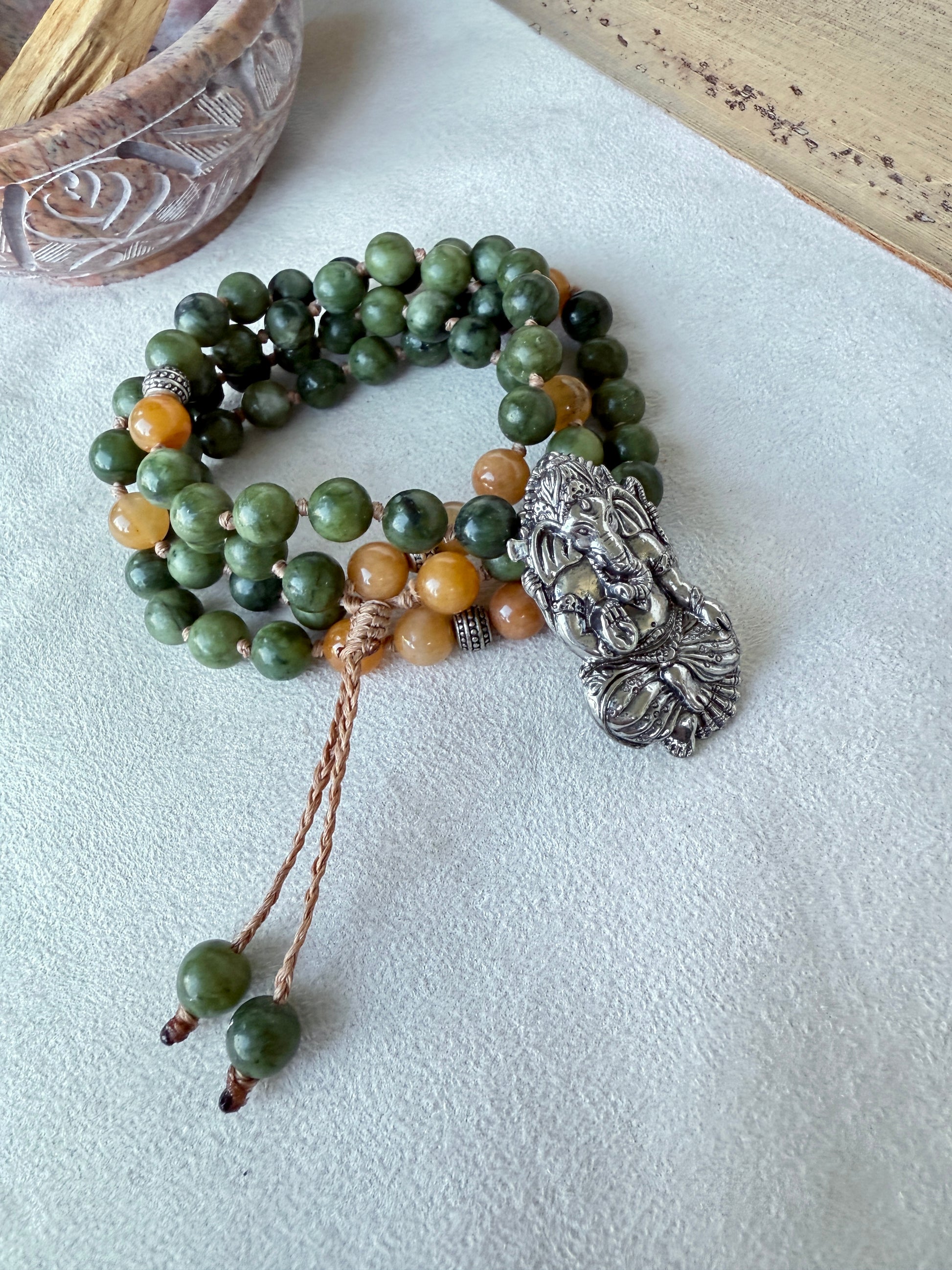 mala for meditation, mala necklace, custom mala beads, 108 prayer beads, spiritual gift, personalized mala, hand knotted mala, spiritual jewelry, meditation gifts, mindfulness, spiritual bracelet, gemstone mala, Ganesha mala