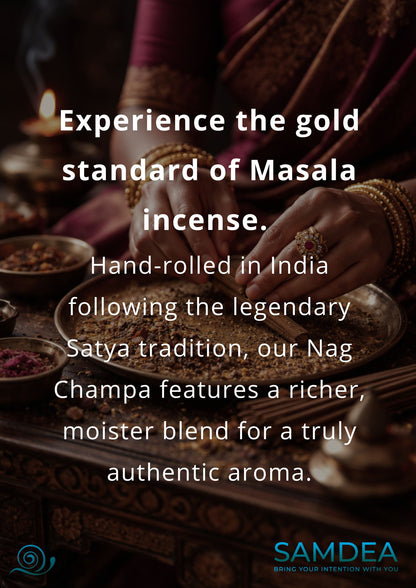 Incenso Masala Artisan Premium - Fatto a mano in India - Resine naturali ed erbe - Durata 90 min - Rituale Yoga e Meditazione - Singolo Stick