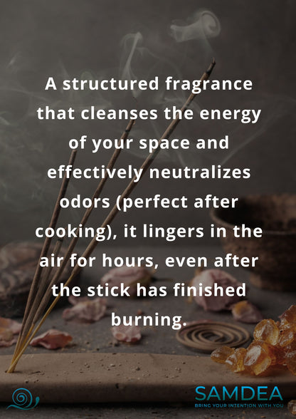 Incenso Masala Artisan Premium - Fatto a mano in India - Resine naturali ed erbe - Durata 90 min - Rituale Yoga e Meditazione - Singolo Stick