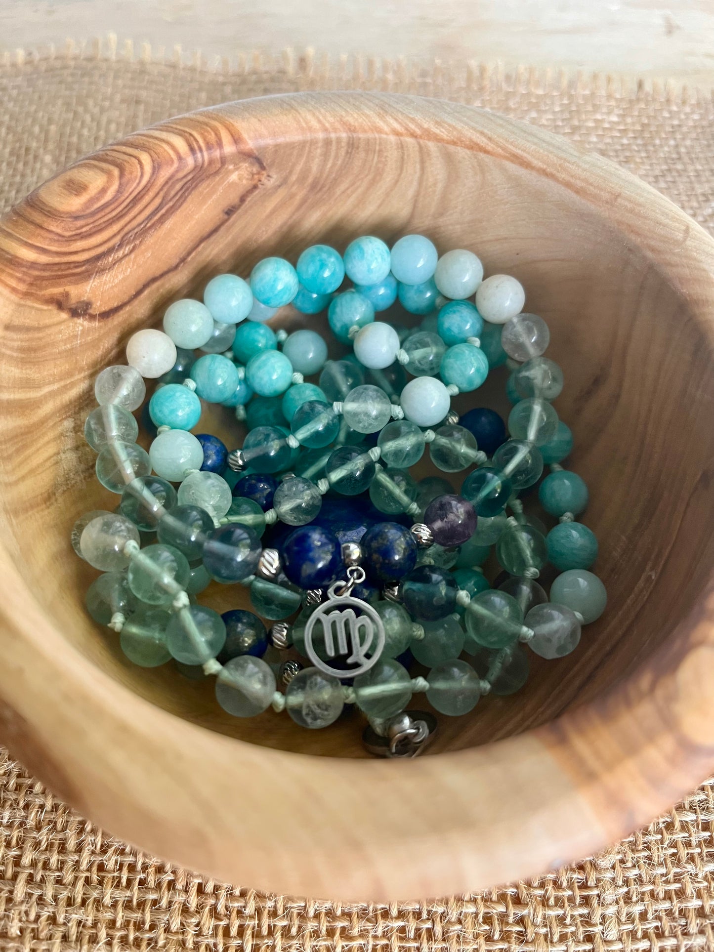 Mala for Virgo - custom mala beads, spiritual mala, gemstone necklace, gemstone for zodiac sign, zodiac crystal, zodiac gemstones - Samdea Mala