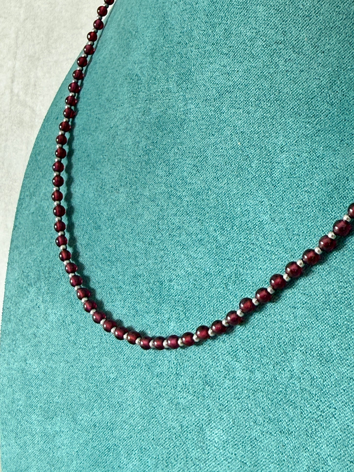 Natural Garnet Choker Necklace – AA Grade 4mm Beads, Stainless Steel Clasp for Strength
