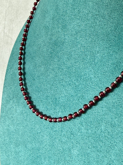 Natural Garnet Choker Necklace – AA Grade 4mm Beads, Stainless Steel Clasp for Strength