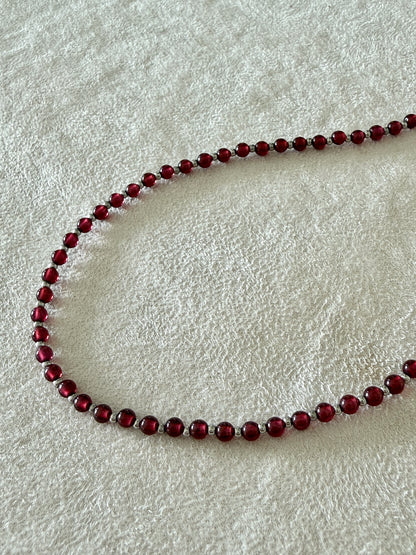 Natural Garnet Choker Necklace – AA Grade 4mm Beads, Stainless Steel Clasp for Strength