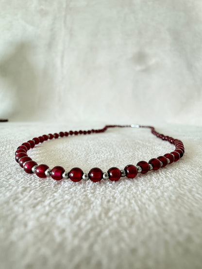 Natural Garnet Choker Necklace – AA Grade 4mm Beads, Stainless Steel Clasp for Strength