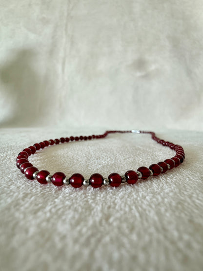 Natural Garnet Choker Necklace – AA Grade 4mm Beads, Stainless Steel Clasp for Strength