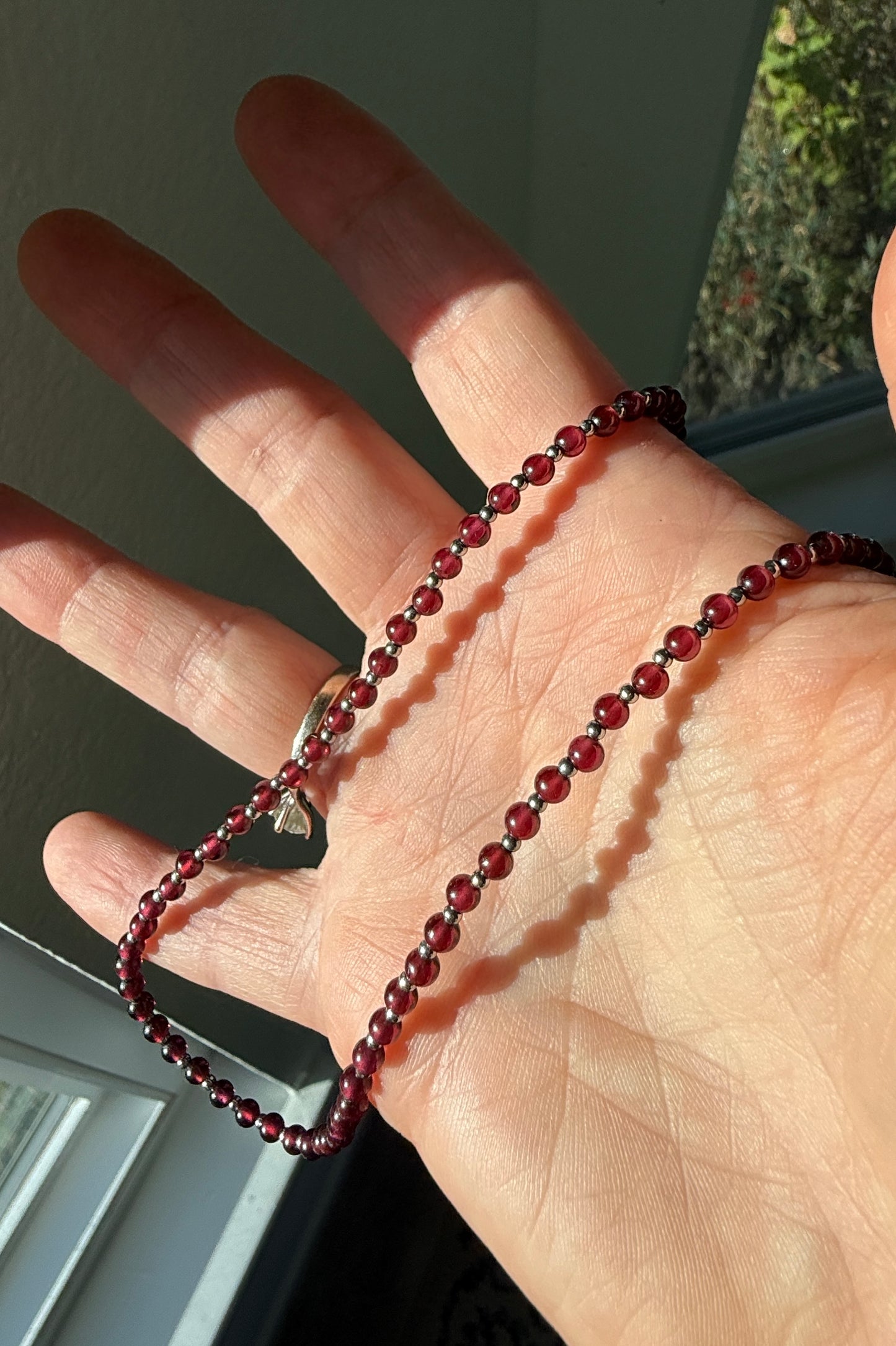 Natural Garnet Choker Necklace – AA Grade 4mm Beads, Stainless Steel Clasp for Strength