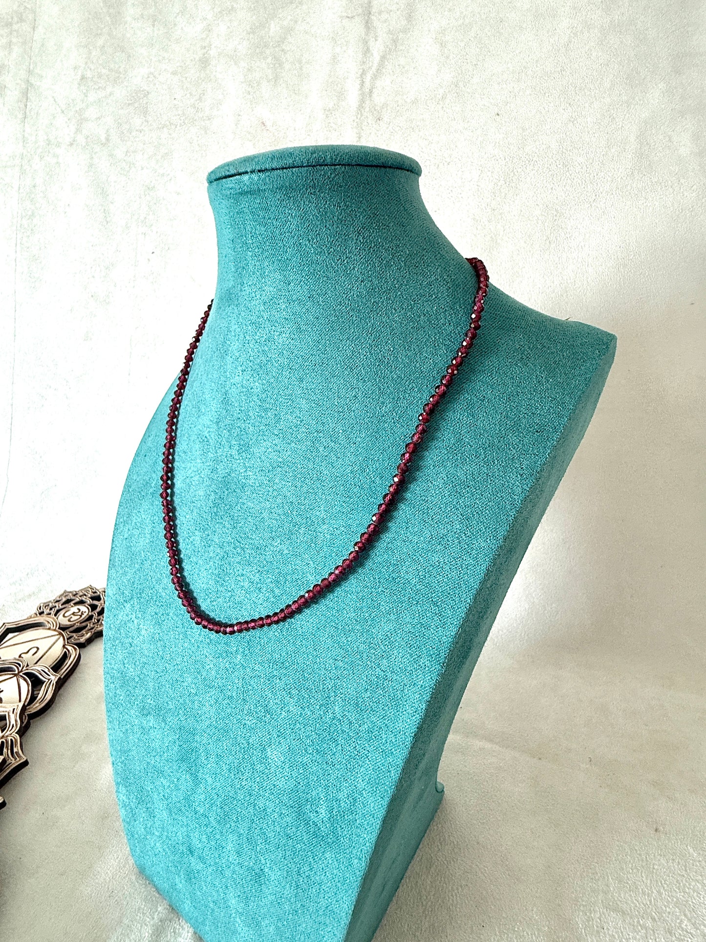 Faceted Natural Garnet Choker Necklace AA Grade – 4mm Garnet and Stainless Steel Necklace for Strength and Inner Light