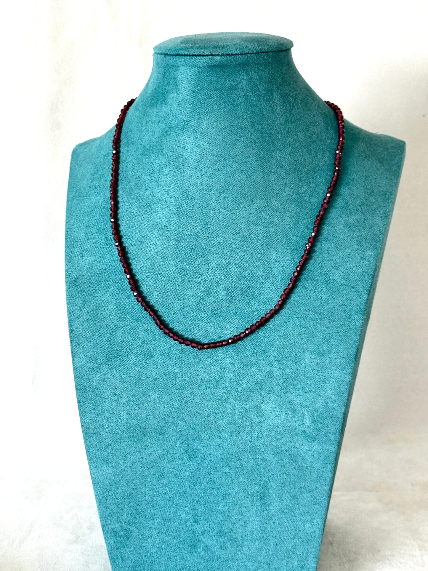 Faceted Natural Garnet Choker Necklace AA Grade – 4mm Garnet and Stainless Steel Necklace for Strength and Inner Light