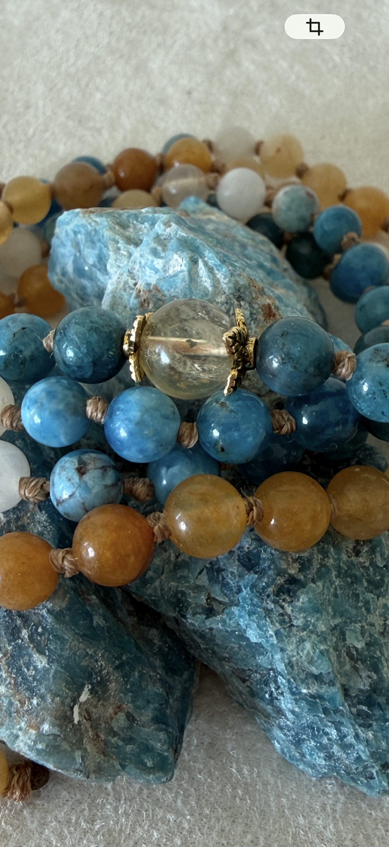 The Sun and The Sea Wrap Mala Bracelet - 108 Beads Meditation Necklace - Natural Gemstone Jewelry for Mindfulness & Intuition