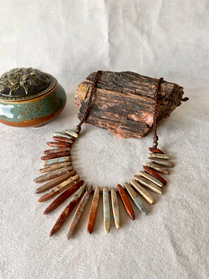 Roots Necklace in Sea Jasper - meditation bracelet, intention bracelets, custom mala, tibetan wrist mala, energy crystals bracelets, spiritual mala, bracelets with crystals, custom mala bracelet, natural gemstones bracelets - Samdea Mala