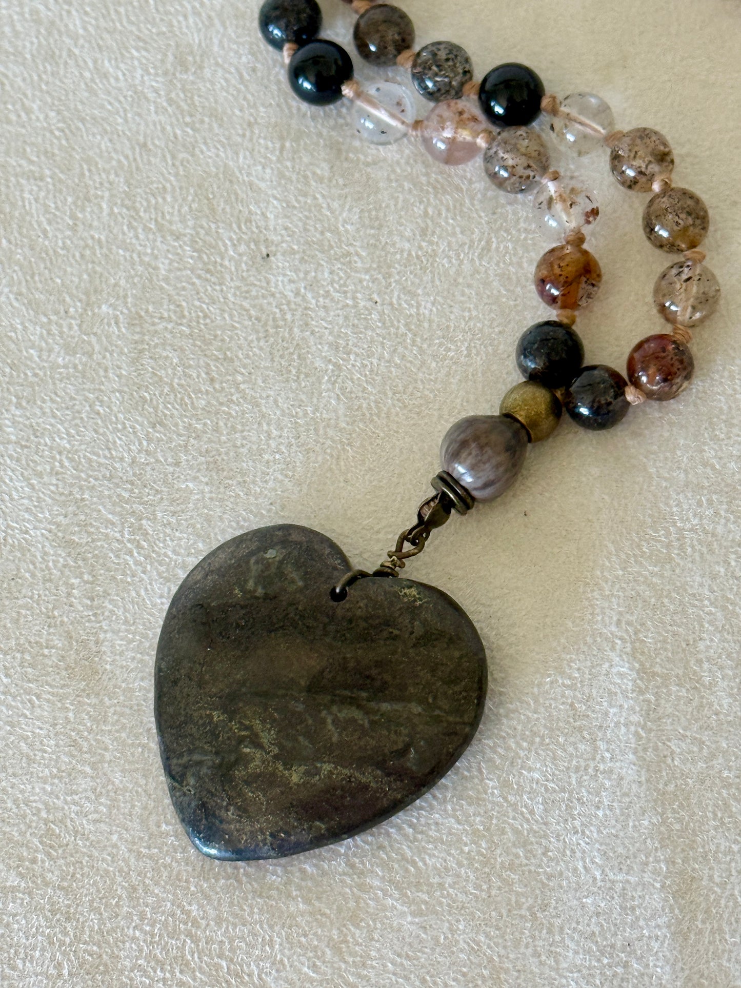 Herkimer Diamond, Black Tourmaline & Job’s Tears Mala Necklace
