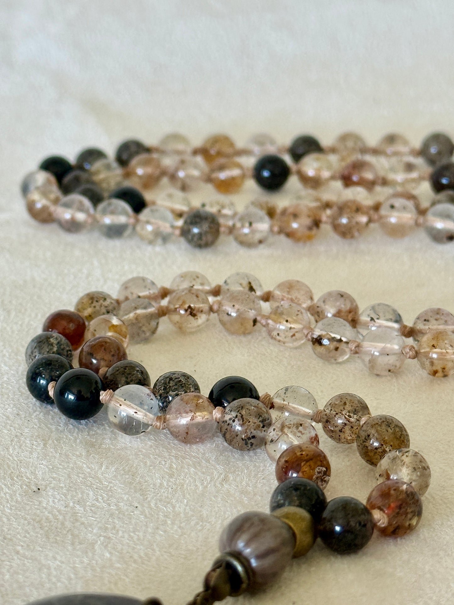 Herkimer Diamond, Black Tourmaline & Job’s Tears Mala Necklace