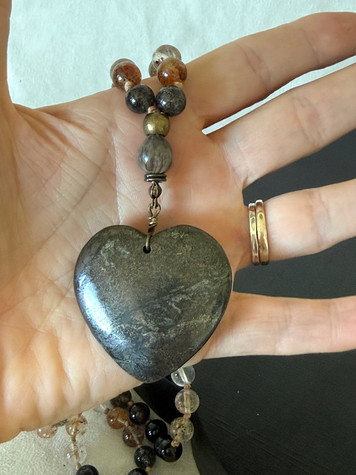 Herkimer Diamond, Black Tourmaline & Job’s Tears Mala Necklace