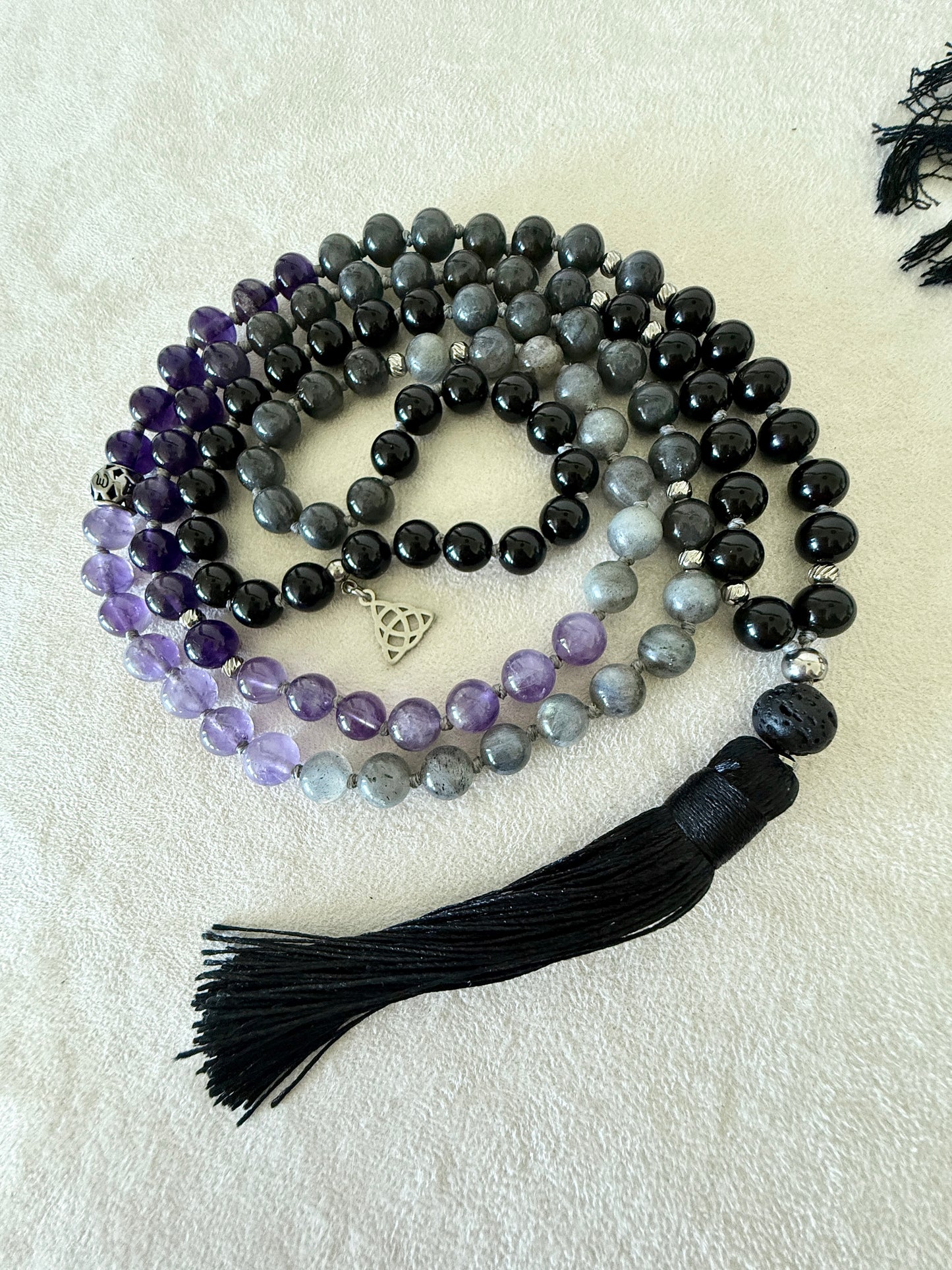 Shadow Work Mala – Obsidian, Amethyst & Labradorite, 108 Beads - Samdea Mala