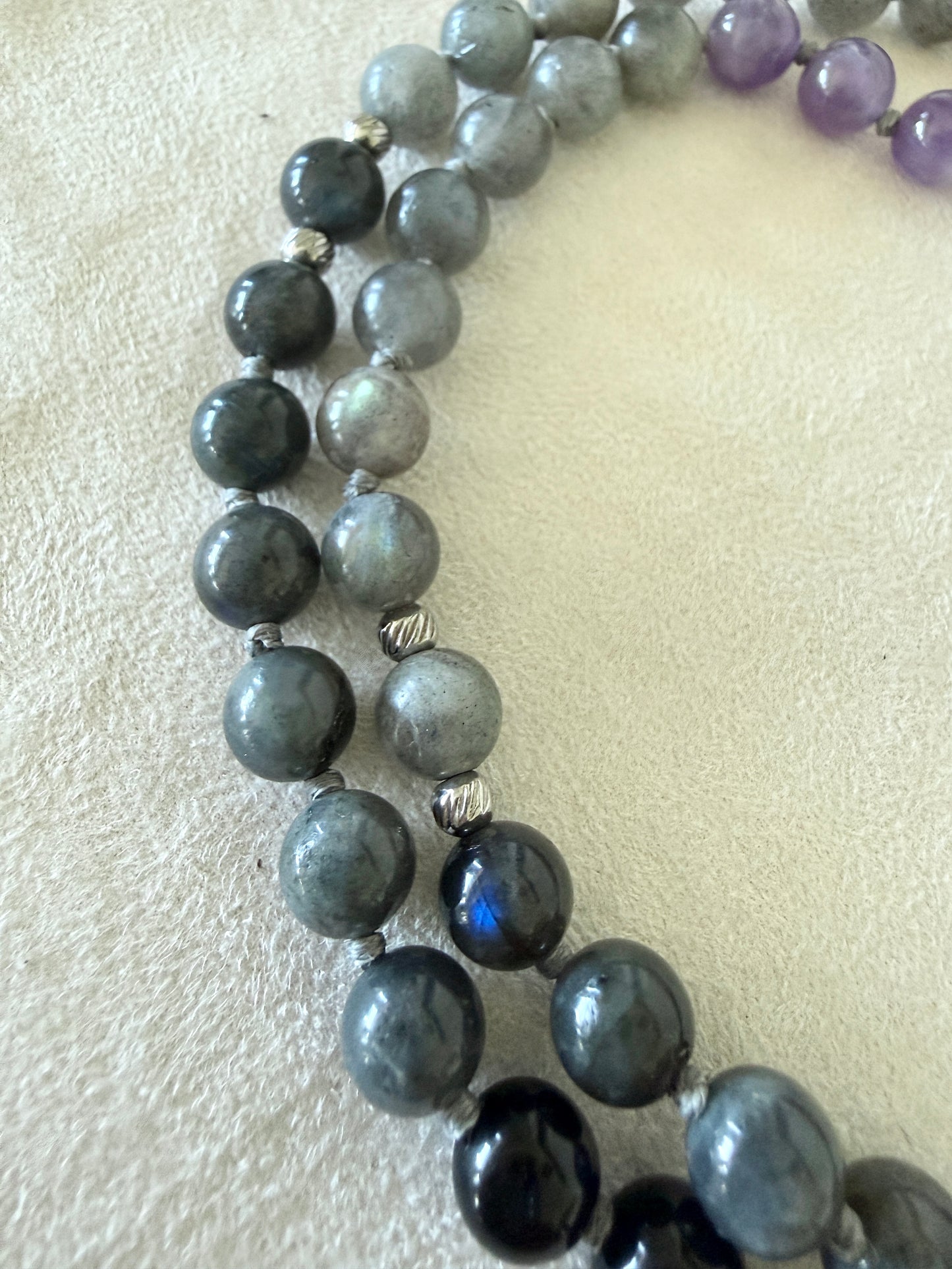 Shadow Work Mala – Obsidian, Amethyst & Labradorite, 108 Beads - Samdea Mala