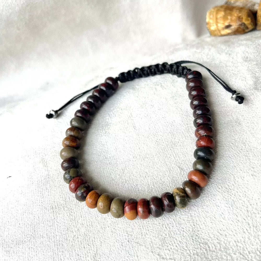 Knotted Bracelet in Jasper and Heliotrope - meditation bracelet, intention bracelets, custom mala, tibetan wrist mala, energy crystals bracelets, spiritual mala, bracelets with crystals, custom mala bracelet, natural gemstones bracelets - Samdea Mala