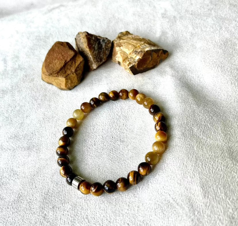 Elastic Bracelet in Tiger Eye - meditation bracelet, intention bracelets, custom mala, tibetan wrist mala, energy crystals bracelets, spiritual mala, bracelets with crystals, custom mala bracelet, natural gemstones bracelets - Samdea Mala