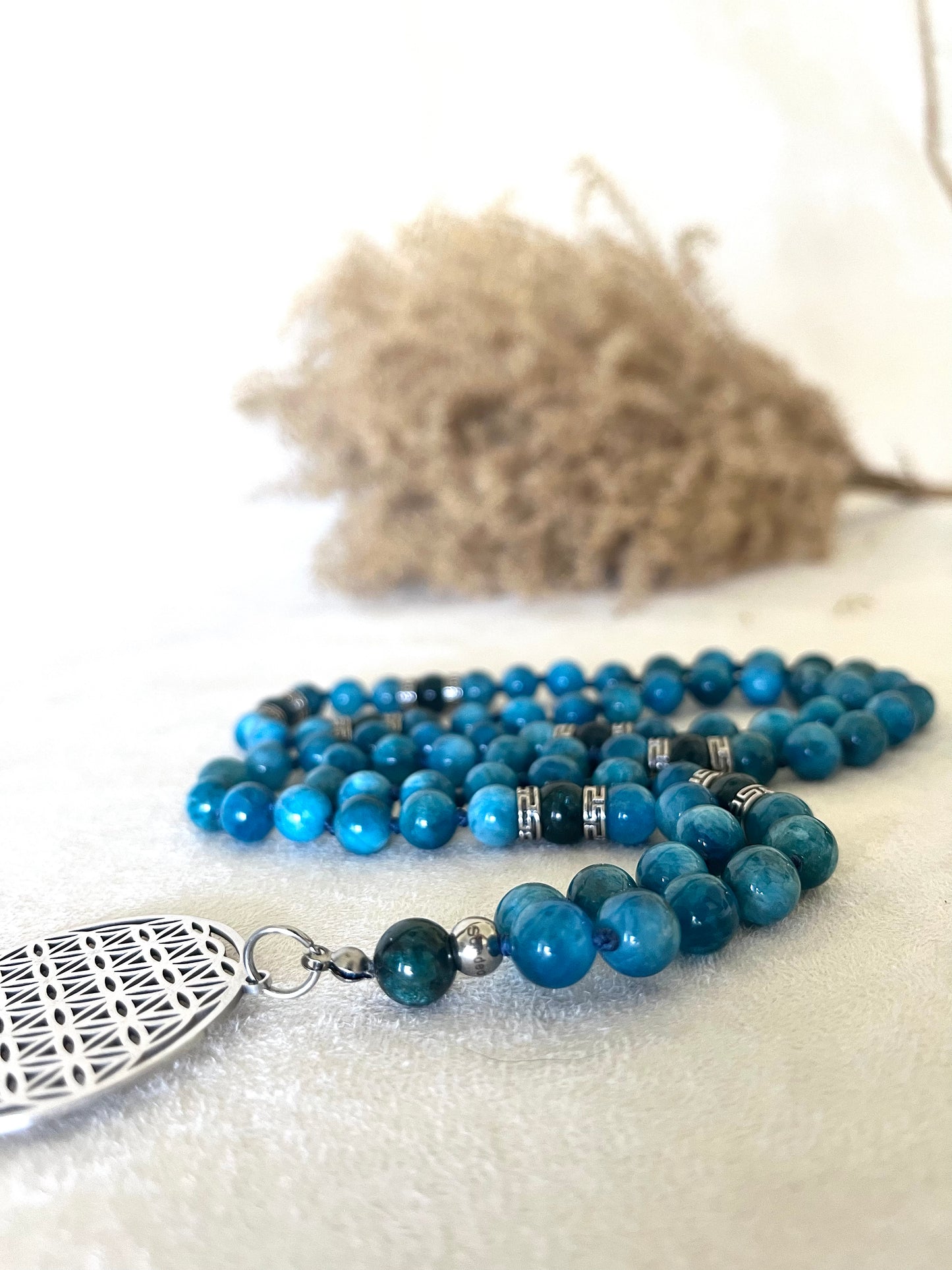 Mala, Mini Mala or Short Mala in Apatite - custom mala beads, spiritual mala - Samdea Mala