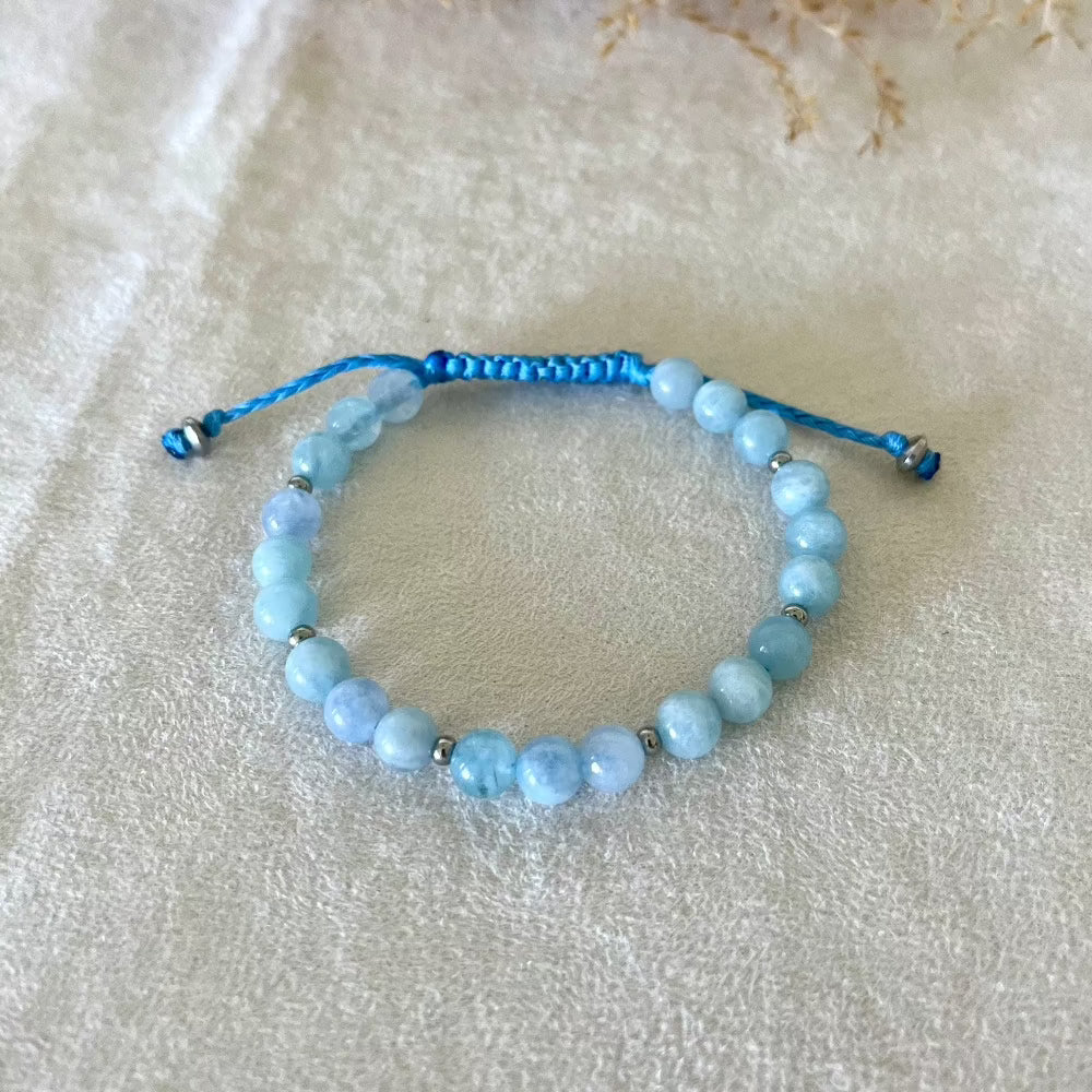 Knotted Bracelet in Aquamarine - meditation bracelet, intention bracelets, custom mala, tibetan wrist mala, energy crystals bracelets, spiritual mala, bracelets with crystals, custom mala bracelet, natural gemstones bracelets - Samdea Mala