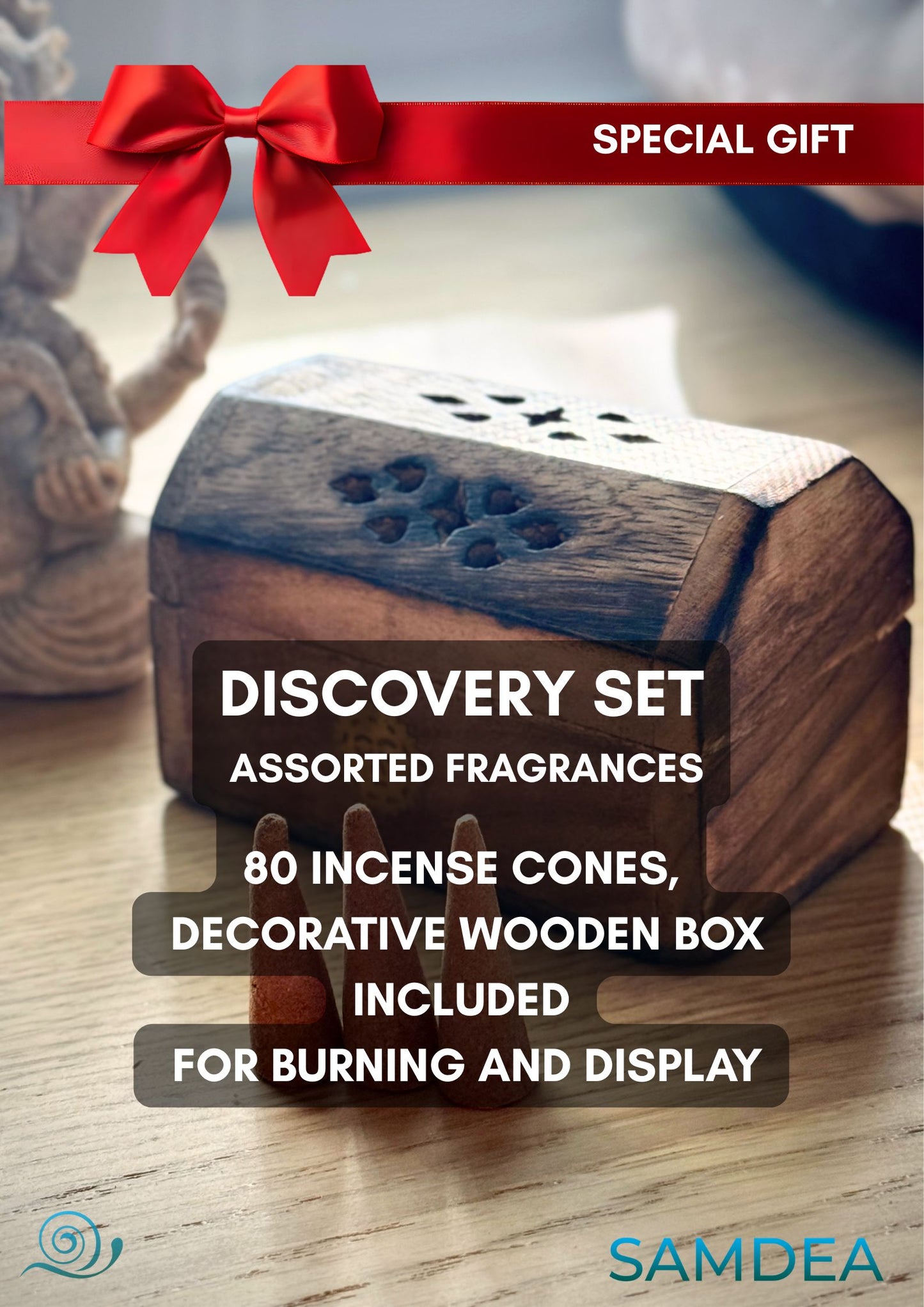 Indian-Style Incense Cones (8 pcs) - Assorted Fragrances for Meditation, Relaxation and Ritual - Cones for Meditation, Relaxation and Ritual - Samdea Mala