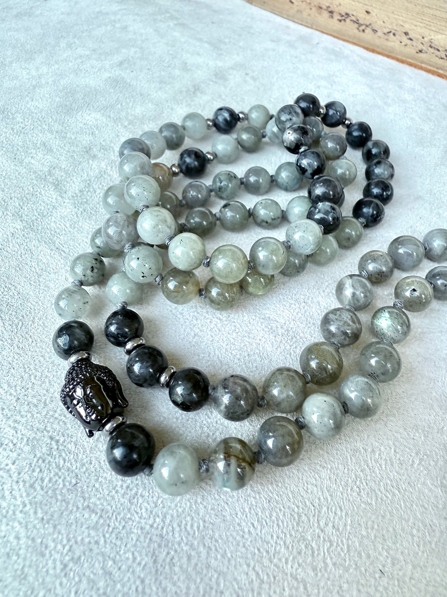 Labradorite mala for intuition and energetic protection, spiritual jewelry for mindfulness