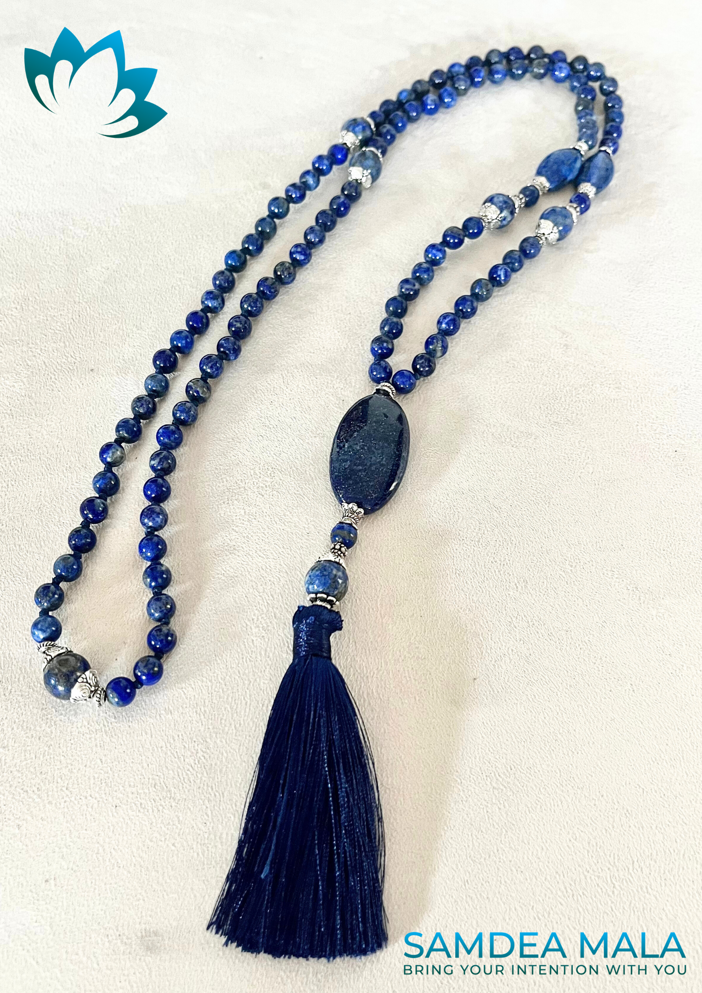 Mala in Lapis Lazzuli - custom mala beads, spiritual mala - Samdea Mala