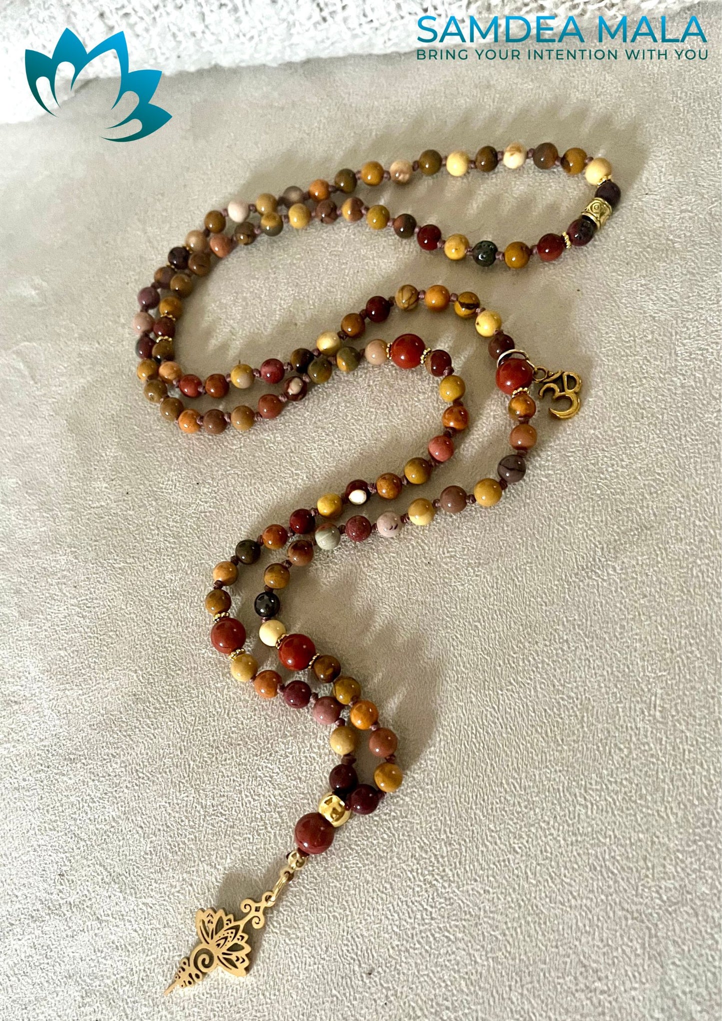 Mala in Mookaite and Red Jasper -, custom mala, spiritual mala, here and now, presence, personal grow - Samdea Mala