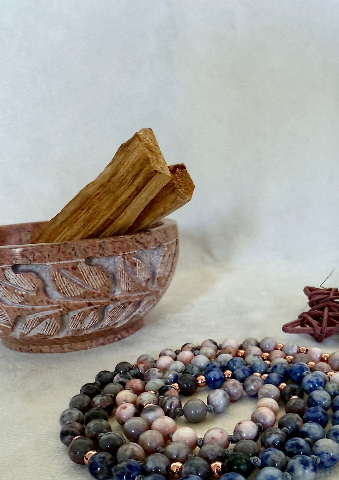 Soapstone Smudge Bowl – Hand Carved Incense Burner for Cleansing, Meditation & Blessing Rituals (4 inch) - Samdea Mala