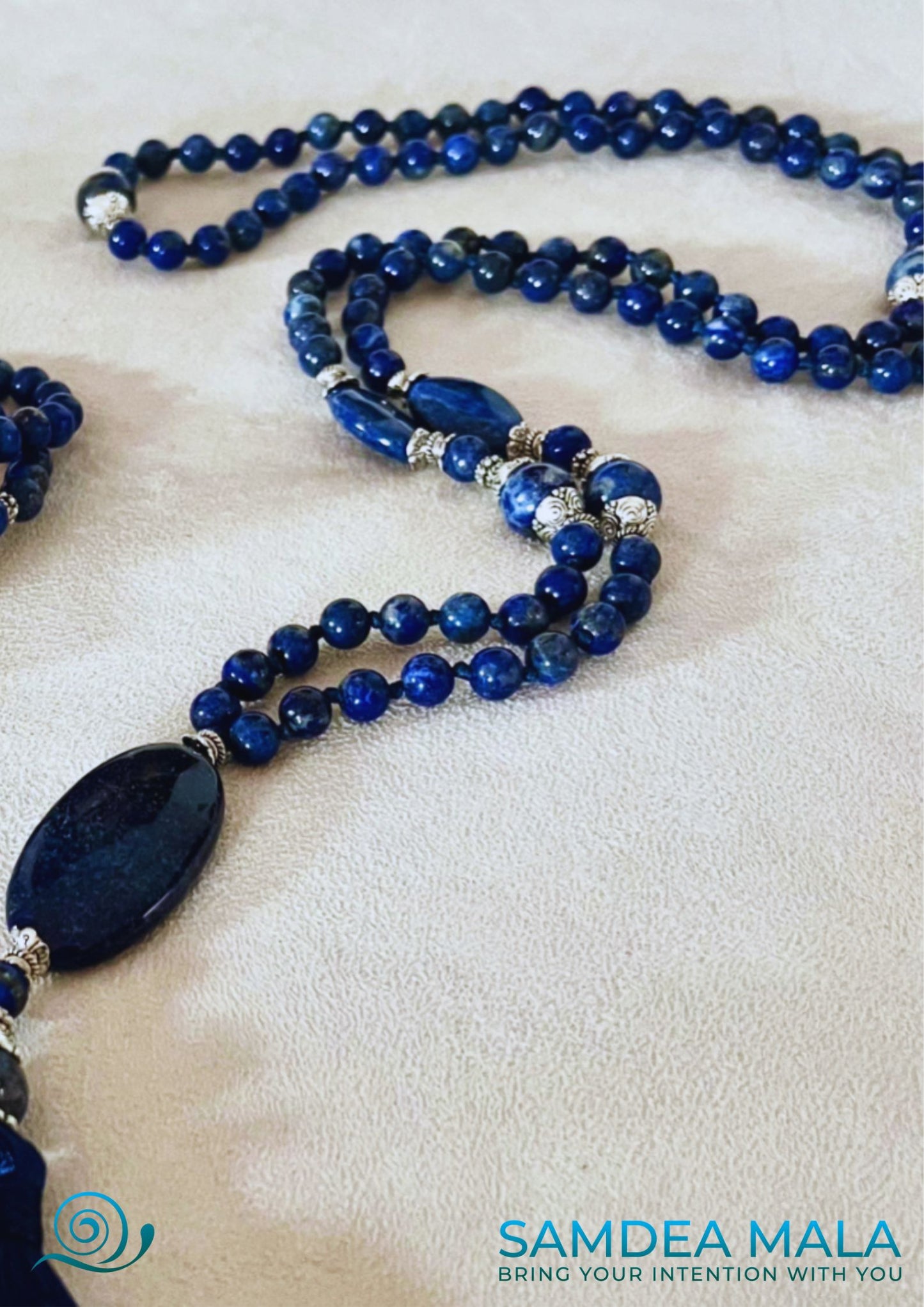 Mala in Lapis Lazzuli - custom mala beads, spiritual mala, prayer beads - Samdea Mala