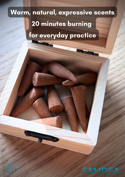 Indian-Style Incense Cones (8 pcs) - Assorted Fragrances for Meditation, Relaxation and Ritual - Cones for Meditation, Relaxation and Ritual - Samdea Mala