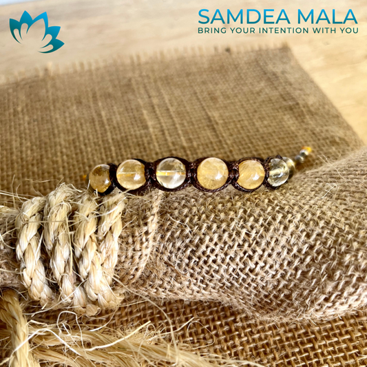Tibetan Tamashi-Style Bracelet in Citrine Quartz - meditation bracelet for Abundance and Positivity  