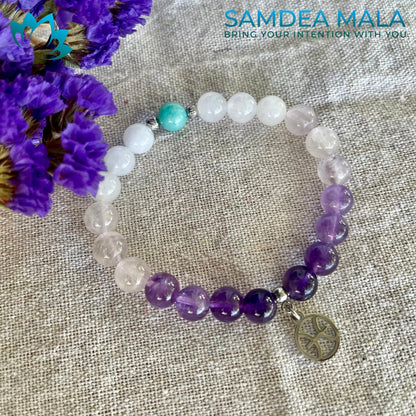 Bracelet for Pisces - meditation bracelet, intention bracelets, custom mala, tibetan wrist mala, energy crystals bracelets, spiritual mala, bracelets with crystals, custom mala bracelet, natural gemstones bracelets - Samdea Mala