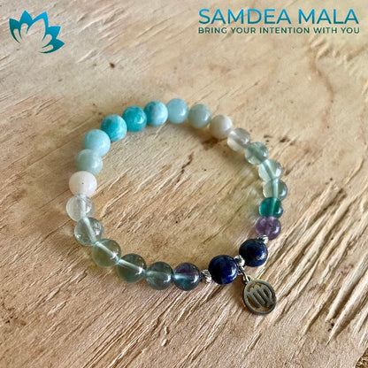 Virgo Zodiac Bracelet – Amazonite, Fluorite & Lapis Lazuli for Clarity & Healing - meditation bracelet, intention bracelets, custom mala, tibetan wrist mala, energy crystals bracelets, spiritual mala, bracelets with crystals, custom mala bracelet, natural gemstones bracelets - Samdea Mala