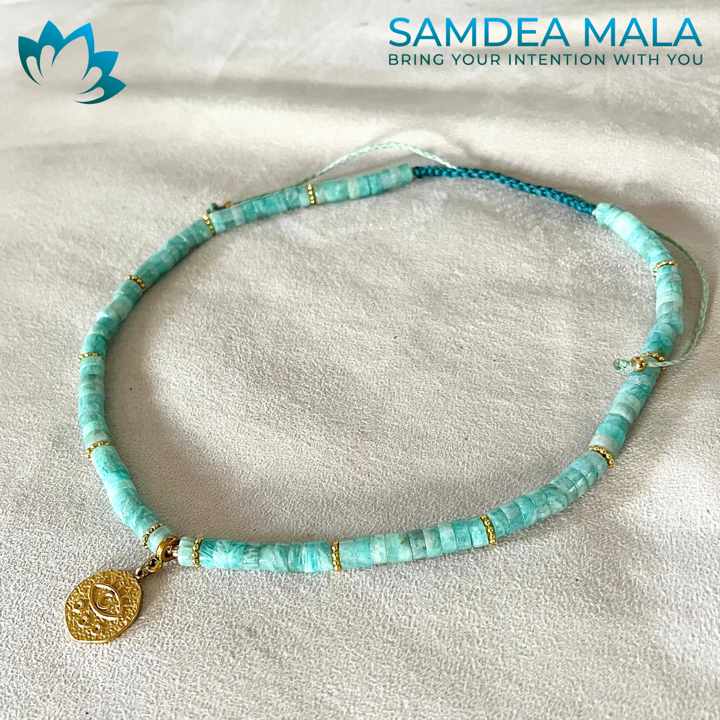 Necklace in Amazzonite Heishi - meditation bracelet, intention bracelets, custom mala, tibetan wrist mala, energy crystals bracelets, spiritual mala, bracelets with crystals, custom mala bracelet, natural gemstones bracelets - Samdea Mala