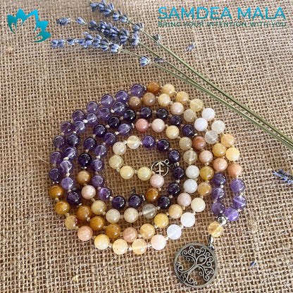 Mala, Mini Mala or Short Mala for Sagittarius - meditation bracelet, intention bracelets, custom mala, tibetan wrist mala, energy crystals bracelets, spiritual mala, bracelets with crystals, custom mala bracelet, natural gemstones bracelets - Samdea Mala